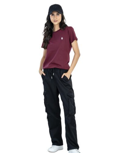 Effortless Elegance Women's 100% Cotton Round Neck T-Shirt for Casual Chic - Burgundy (4)