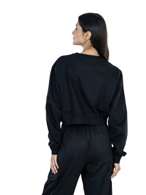 Seasonal Bliss Versatile Women's Crop Top – Cotton Comfort for Summer and Winter Chic - Black (4)