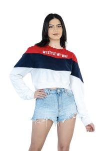 Seasonal Bliss Versatile Women's Crop Top – Cotton Comfort for Summer and Winter Chic - Red Blue white (3)