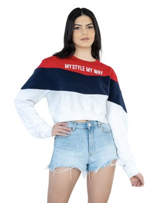 Seasonal Bliss Versatile Women's Crop Top – Cotton Comfort for Summer and Winter Chic - Red Blue white (3)