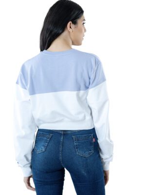Seasonal Bliss Versatile Women's Crop Top – Cotton Comfort for Summer and Winter Chic - White & Lite Blue (4)