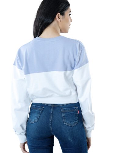 Seasonal Bliss Versatile Women's Crop Top – Cotton Comfort for Summer and Winter Chic - White & Lite Blue (4)